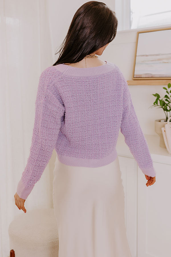 Impressions Cappuccino Sippin Tweed Knit Sweater In Lavender