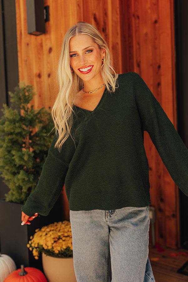 Impressions Cappuccinos On Repeat Sweater Top In Hunter Green