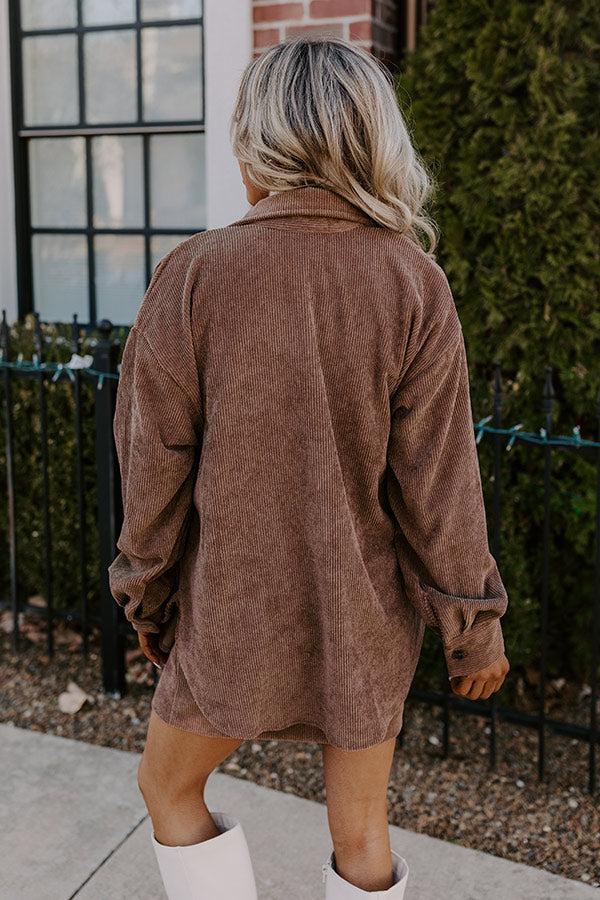 Impressions Captivating Cuteness Corduroy Button Up In Mocha