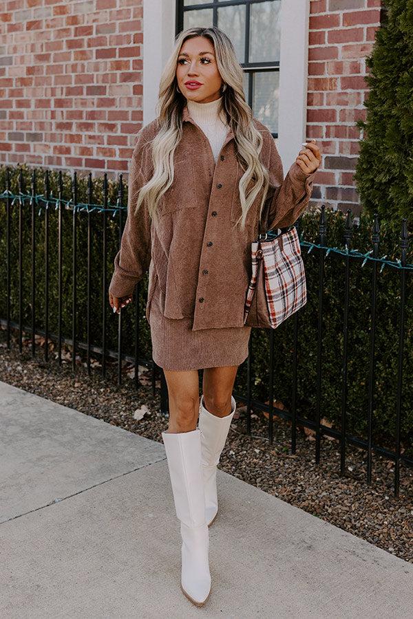 Impressions Captivating Cuteness Corduroy Button Up in Mocha
