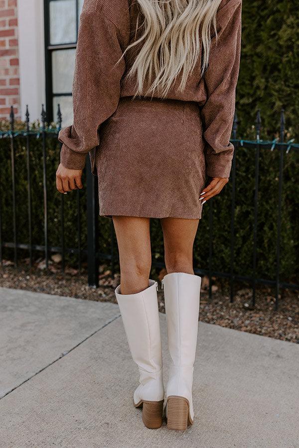 Impressions Captivating Cuteness Corduroy Mini Skirt In Mocha