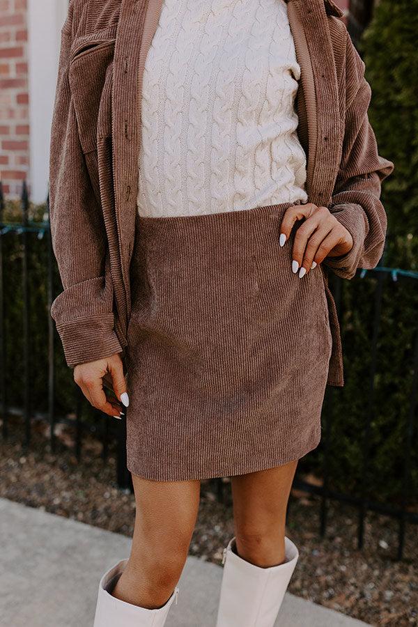 Impressions Captivating Cuteness Corduroy Mini Skirt in Mocha