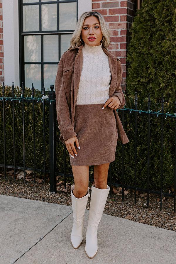 Impressions Captivating Cuteness Corduroy Mini Skirt In Mocha