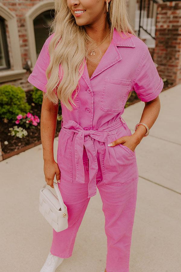 Impressions Capturing Memories Denim Jumpsuit In Violet