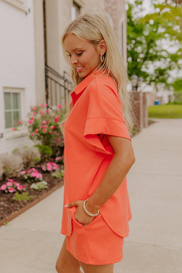 Impressions Carefree Charm Button Down Romper In Coral