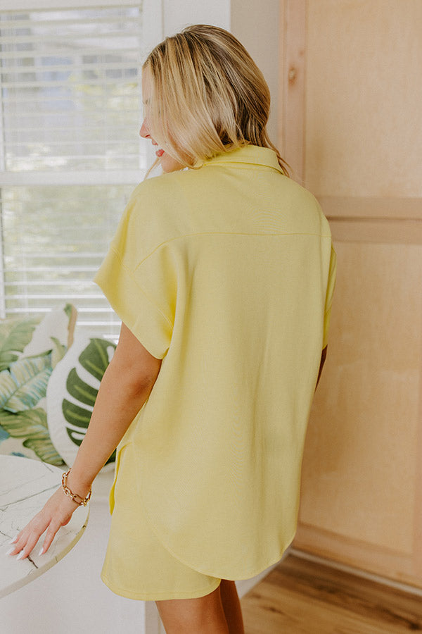 Impressions Carefree Charm Button Down Romper In Yellow