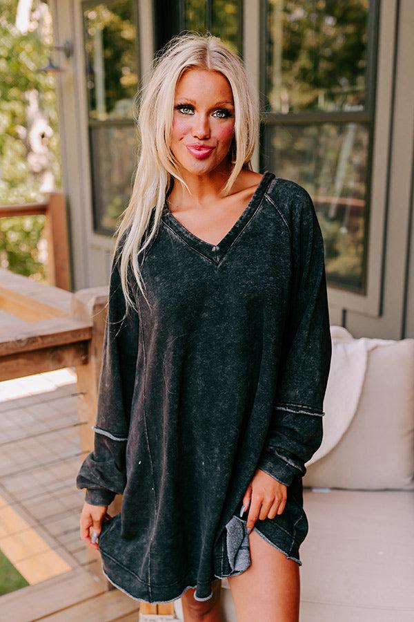 Impressions Casual Brunch Mineral Wash Mini Dress In Black