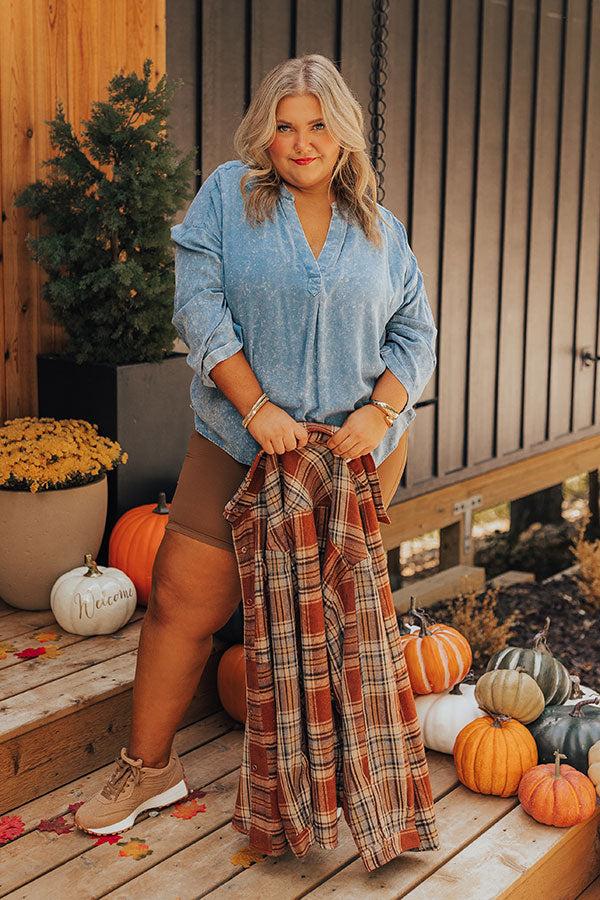 Impressions Casual Brunch Mineral Wash Shift Top Curves