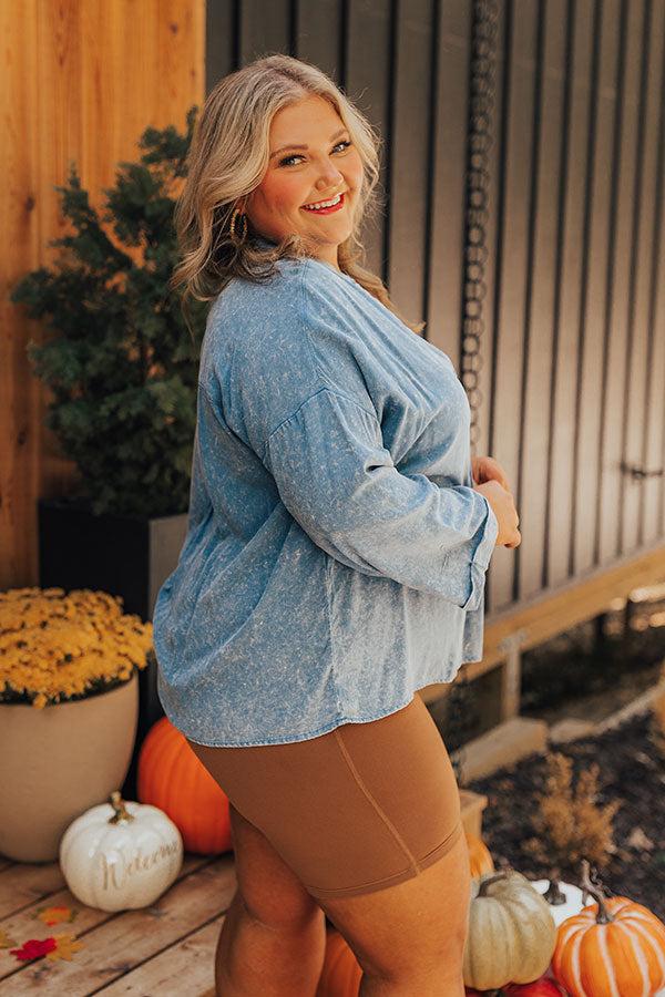 Impressions Casual Brunch Mineral Wash Shift Top Curves