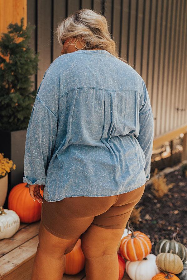 Impressions Casual Brunch Mineral Wash Shift Top Curves