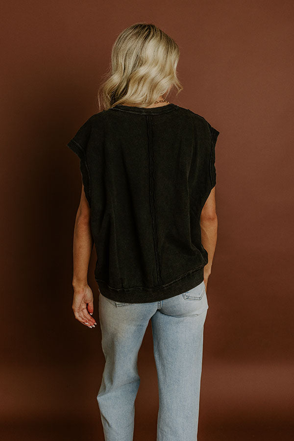 Impressions Casual Charm Vintage Wash Top In Vintage Black