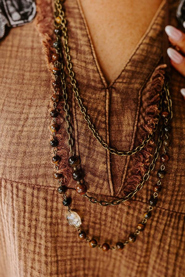 Impressions Casual Chats Semi Precious Layered Necklace In Brown