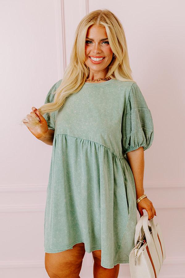 Impressions Casual Coffee Date Mineral Wash Dress In Pear Curves