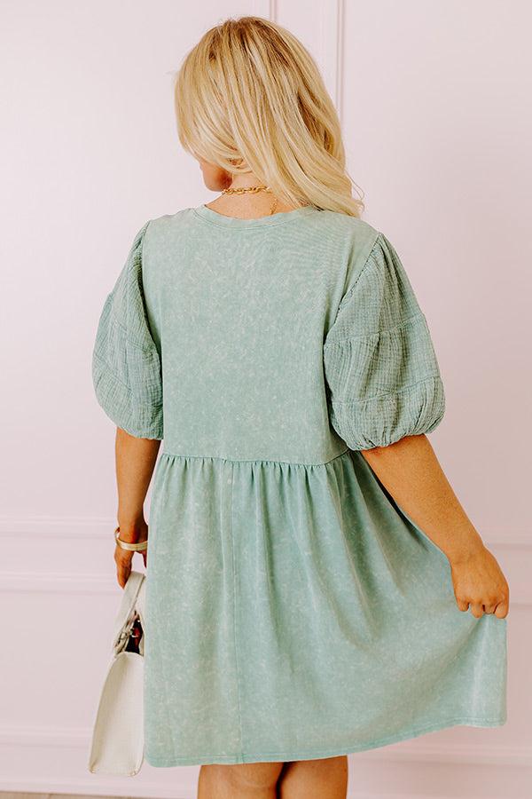 Impressions Casual Coffee Date Mineral Wash Dress In Pear Curves