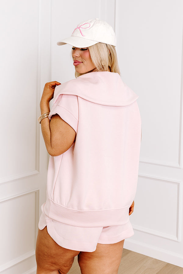 Impressions Casual Comfort Sweatshirt In Light Pink Curves
