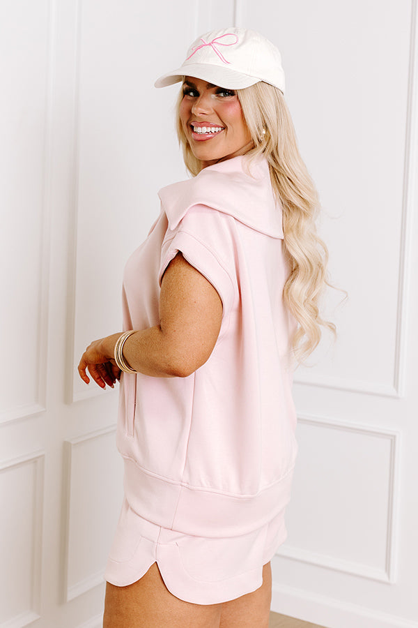 Impressions Casual Comfort Sweatshirt In Light Pink Curves