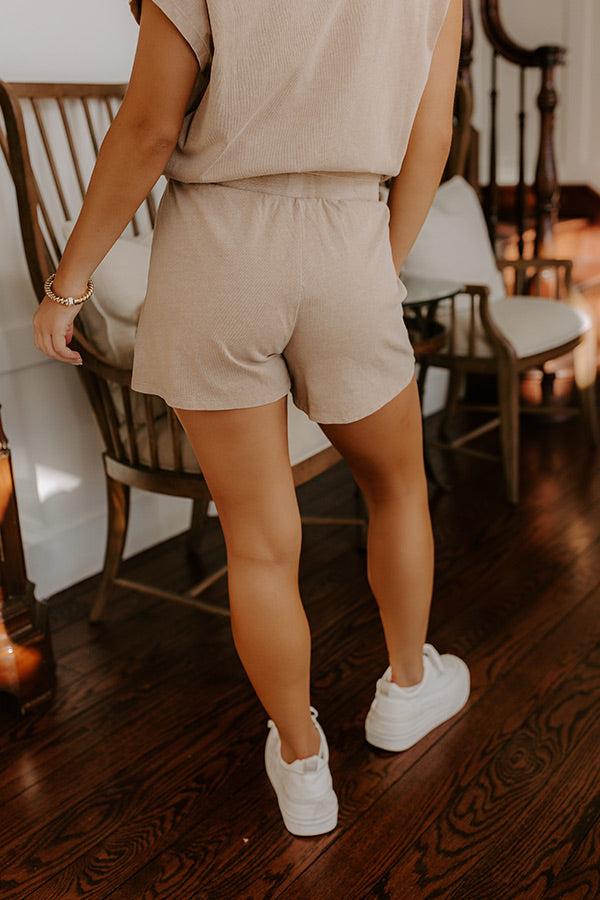 Impressions Casual Convo High Waist Vintage Wash Shorts In Iced Latte