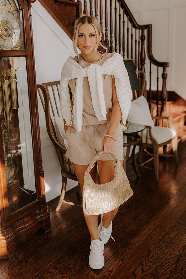 Impressions Casual Convo High Waist Vintage Wash Shorts in Iced Latte