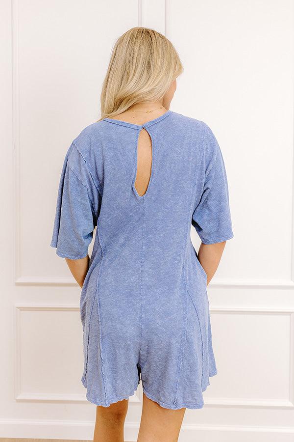 Impressions Casual Convo Vintage Wash Romper In Periwinkle