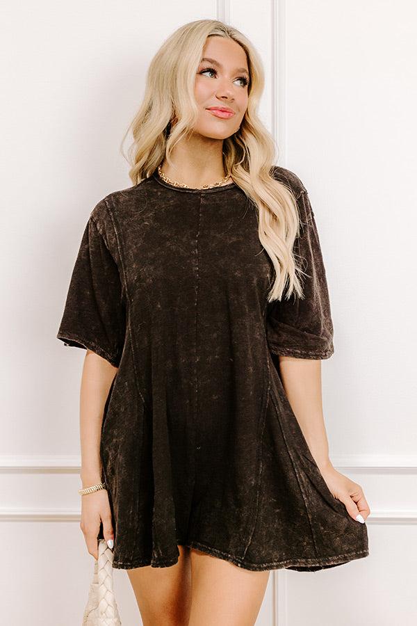 Impressions Casual Convo Vintage Wash Romper In Vintage Black