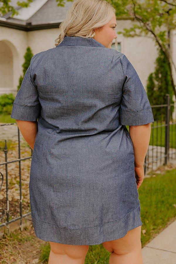 Impressions Casual Hangout Chambray Mini Dress Curves