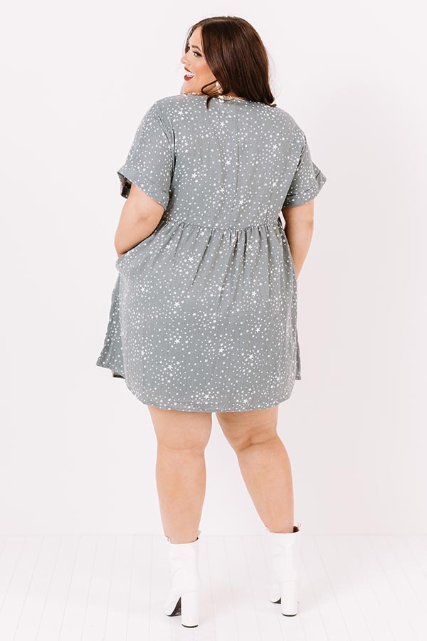 Impressions Casual Occasion Babydoll Dress In Light Forest Curves