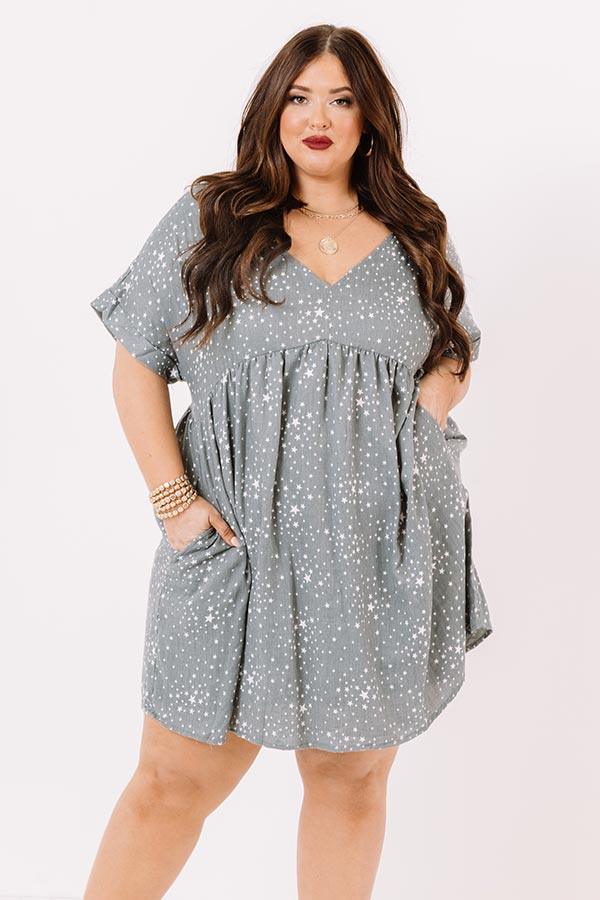 Impressions Casual Occasion Babydoll Dress In Light Forest Curves