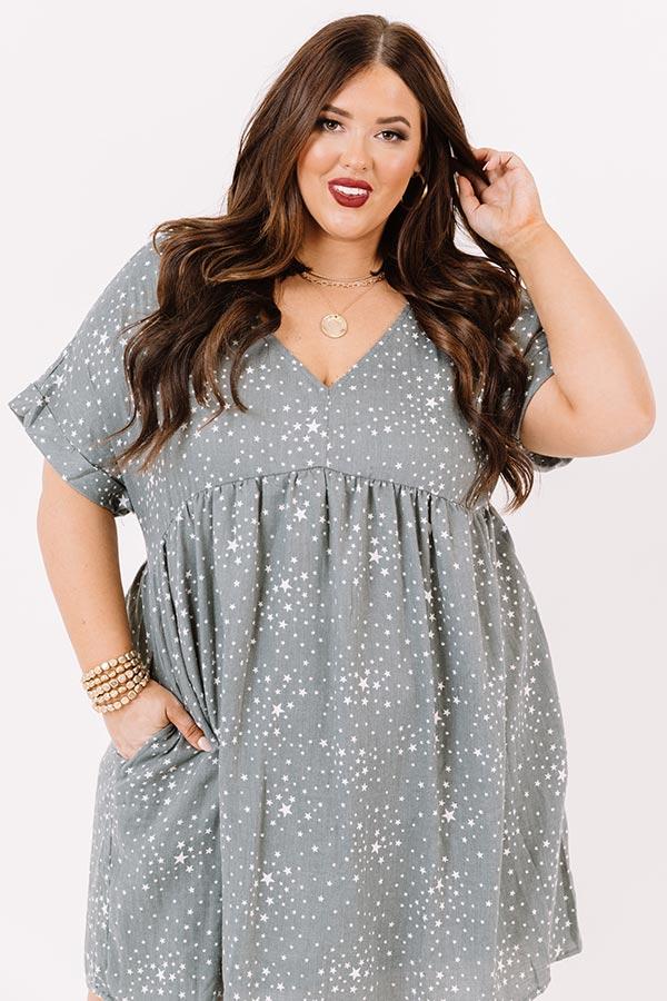 Impressions Casual Occasion Babydoll Dress In Light Forest Curves