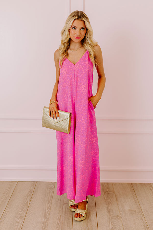 Impressions Casually Chic Floral Jumpsuit in Violet