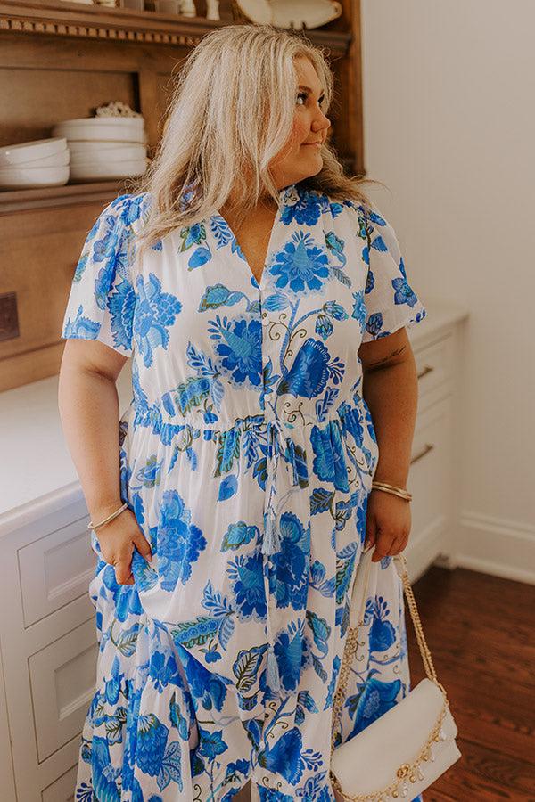 Impressions Catalina Island Views Floral Maxi Dress Curves