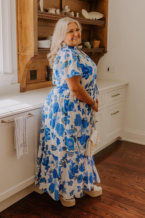 Impressions Catalina Island Views Floral Maxi Dress Curves