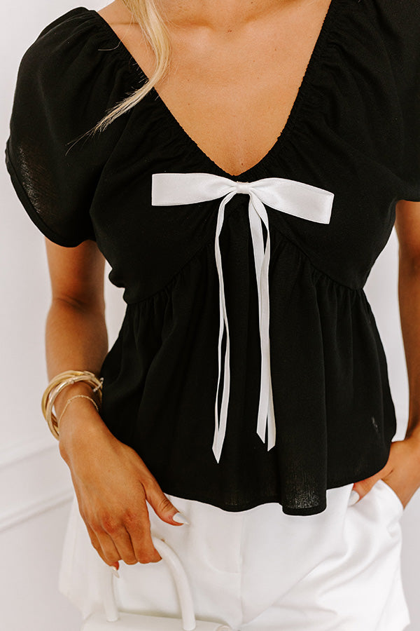 Impressions Caught Crushing Linen-Blend Top In Black