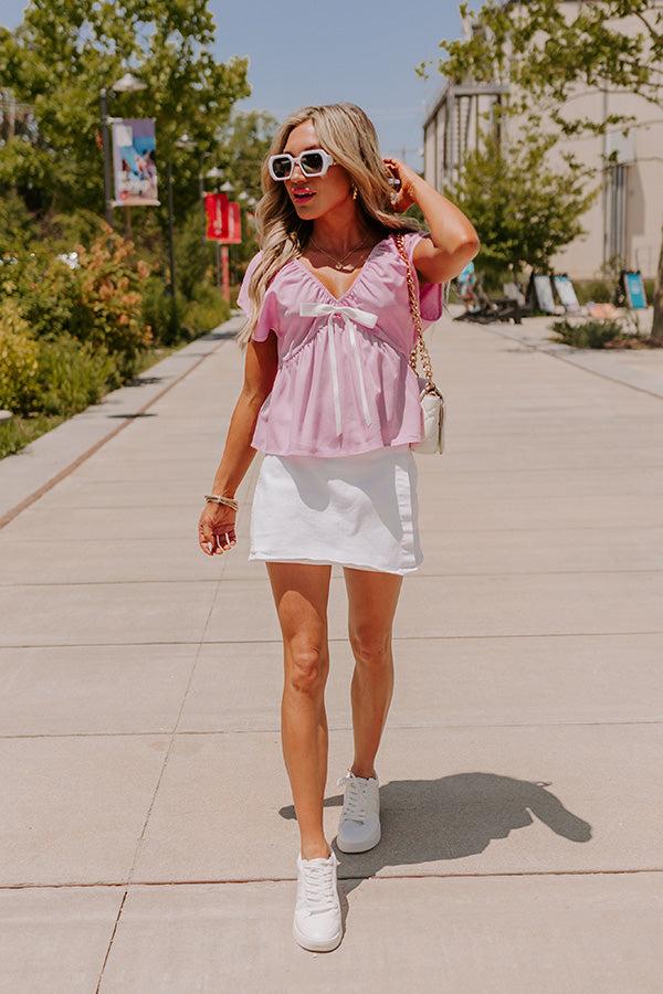 Impressions Caught Crushing Linen-Blend Top In Violet