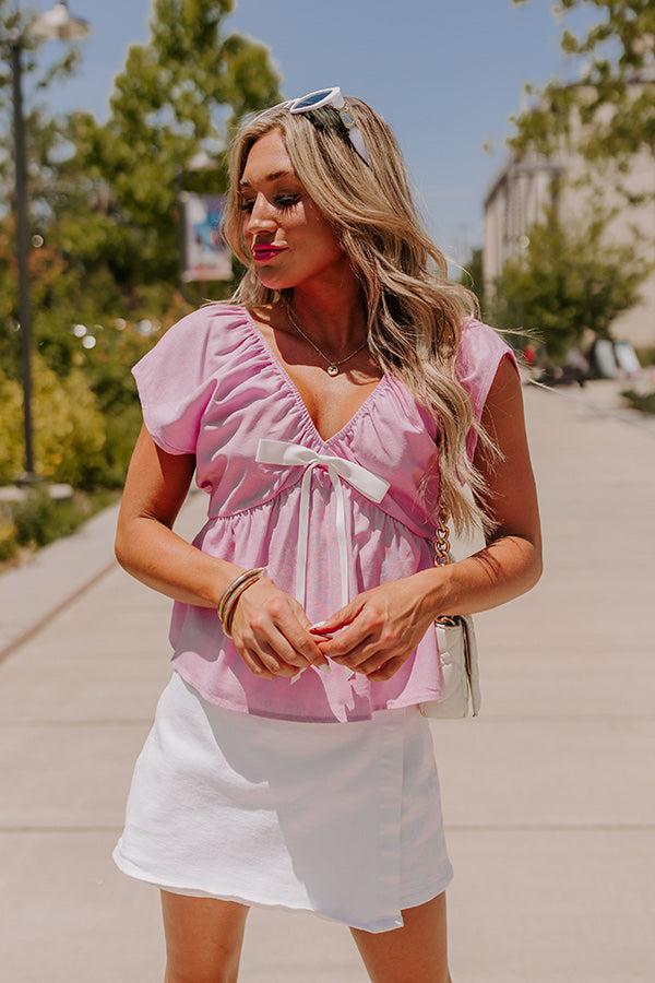 Impressions Caught Crushing Linen-Blend Top In Violet