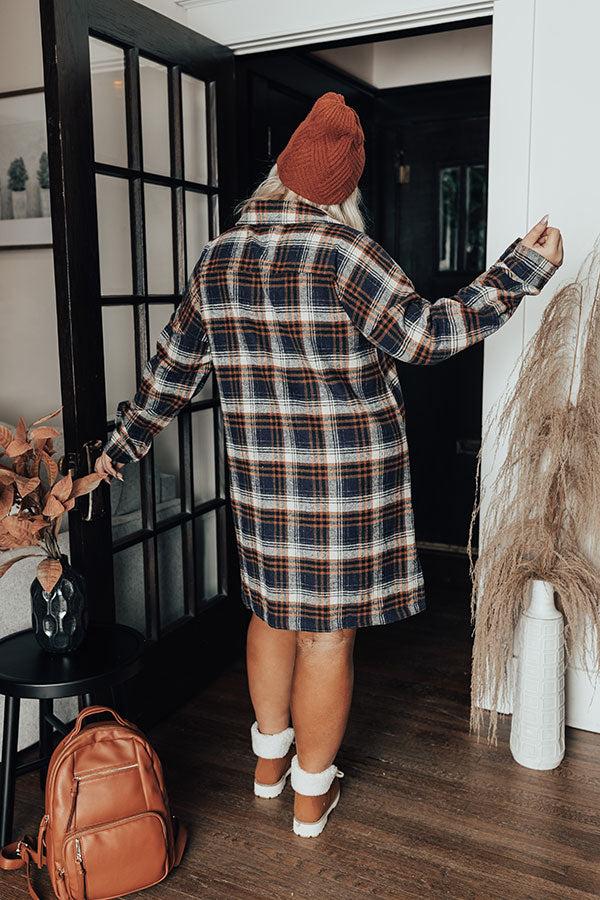 Impressions Central Park Perks Plaid Dress In Navy Curves