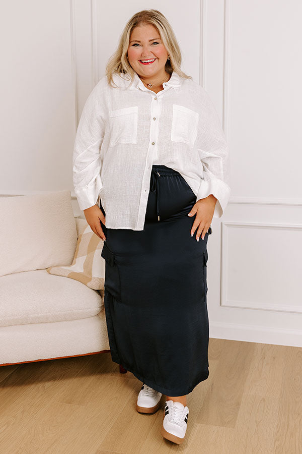 Impressions Central Park Stroll High Waist Cargo Skirt In Navy Curves