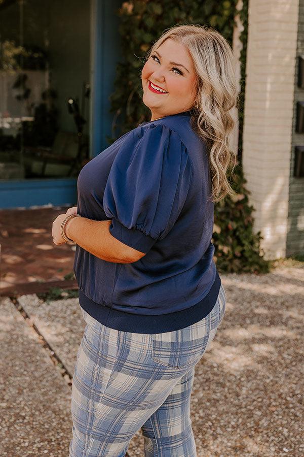 Impressions Central Park Stroll Shift Top In Navy Curves