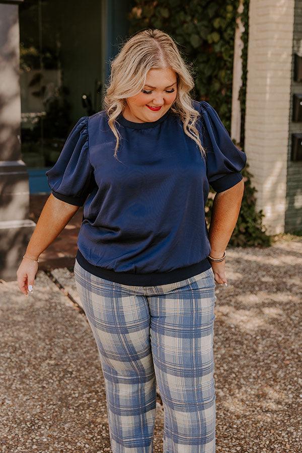 Impressions Central Park Stroll Shift Top in Navy Curves