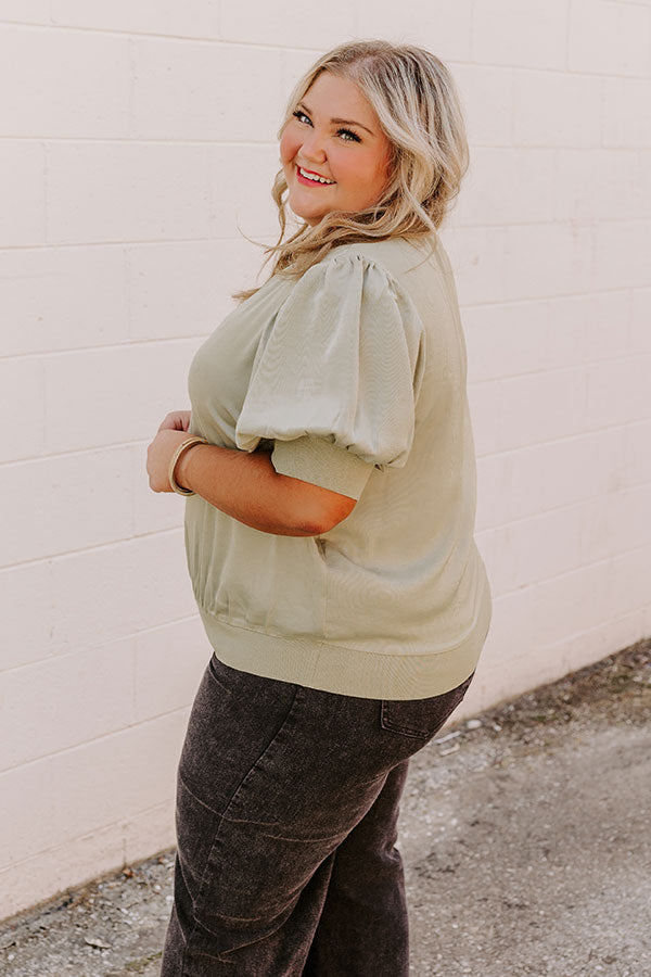 Impressions Central Park Stroll Shift Top In Sage Curves