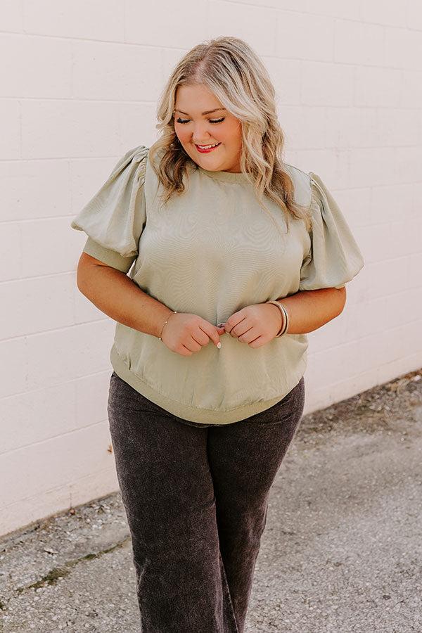 Impressions Central Park Stroll Shift Top In Sage Curves