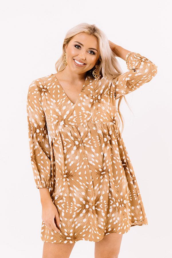 Impressions Central Park Strolling Babydoll Dress In Iced Mocha