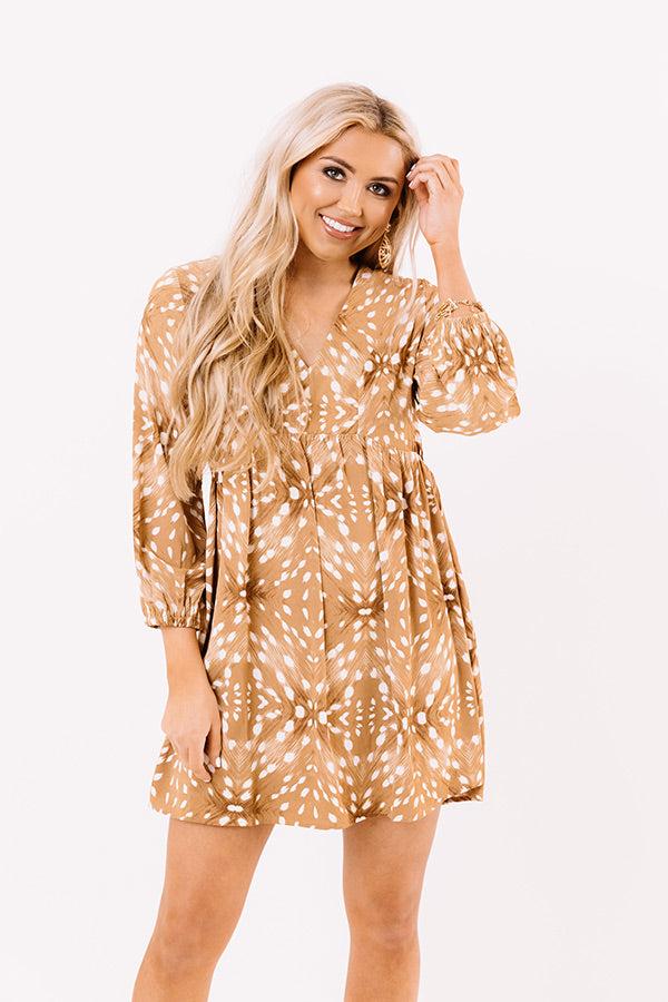 Impressions Central Park Strolling Babydoll Dress in Iced Mocha