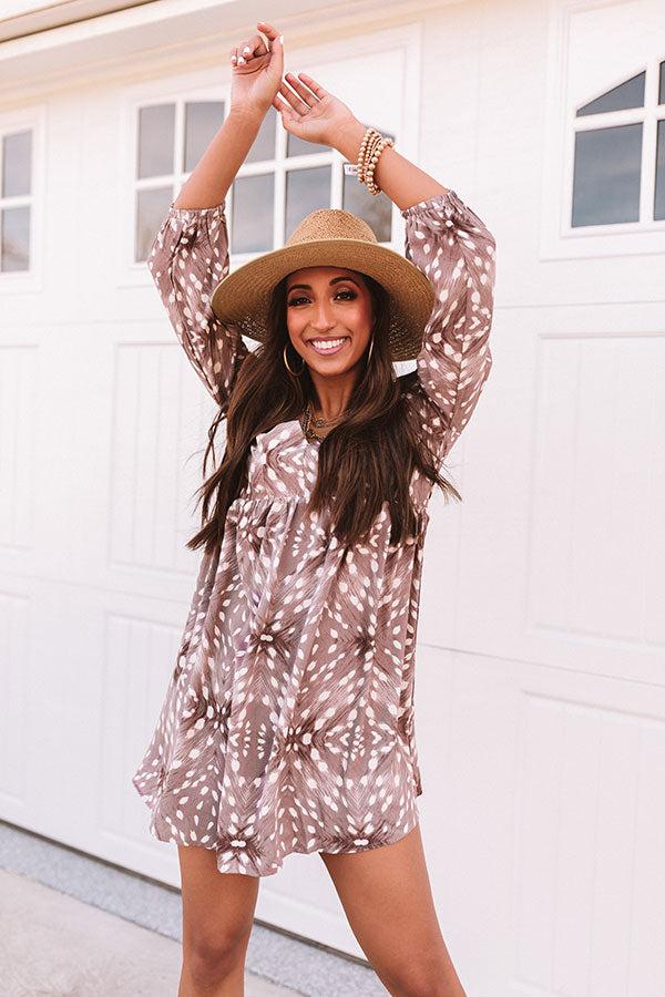 Impressions Central Park Strolling Babydoll Dress In Taupe