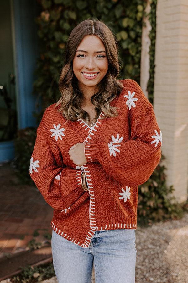 Impressions Chai Latte Please Knit Cardigan In Rust