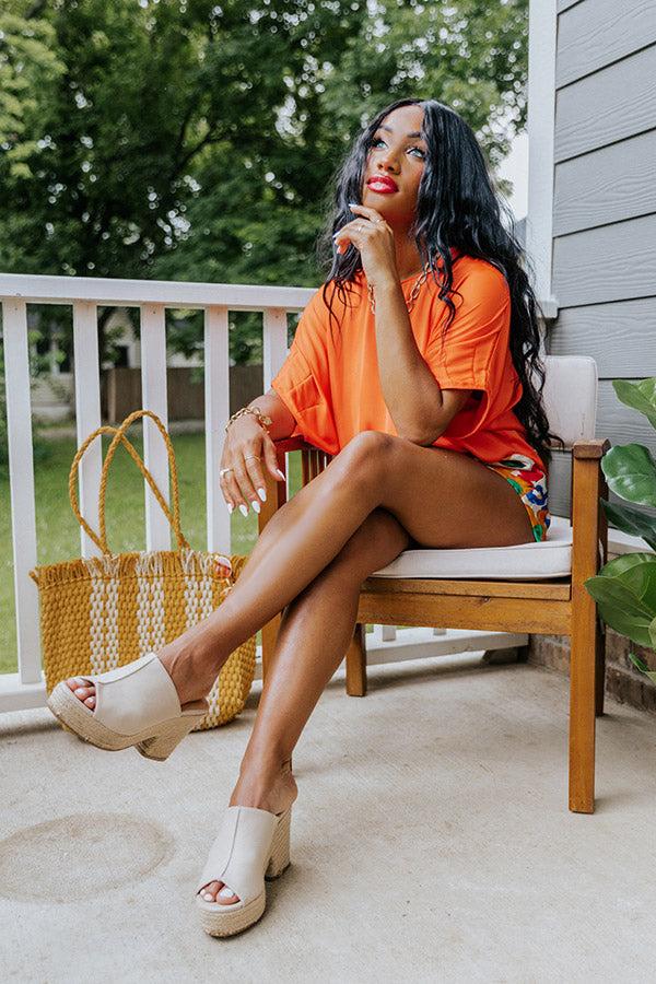 Impressions Champagne Craving Satin Shift Top In Tangerine