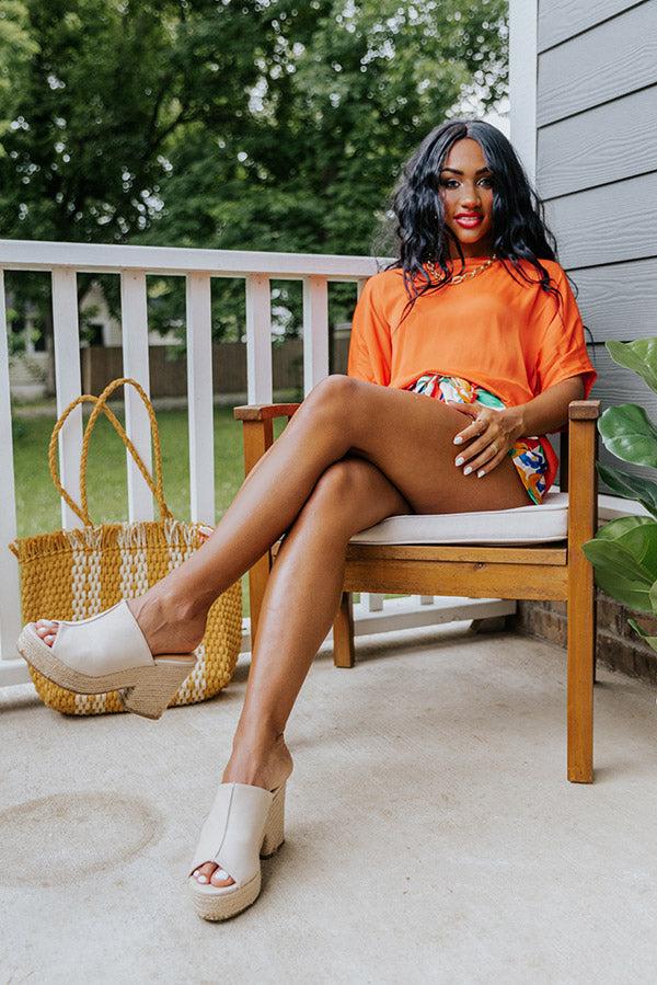 Impressions Champagne Craving Satin Shift Top In Tangerine