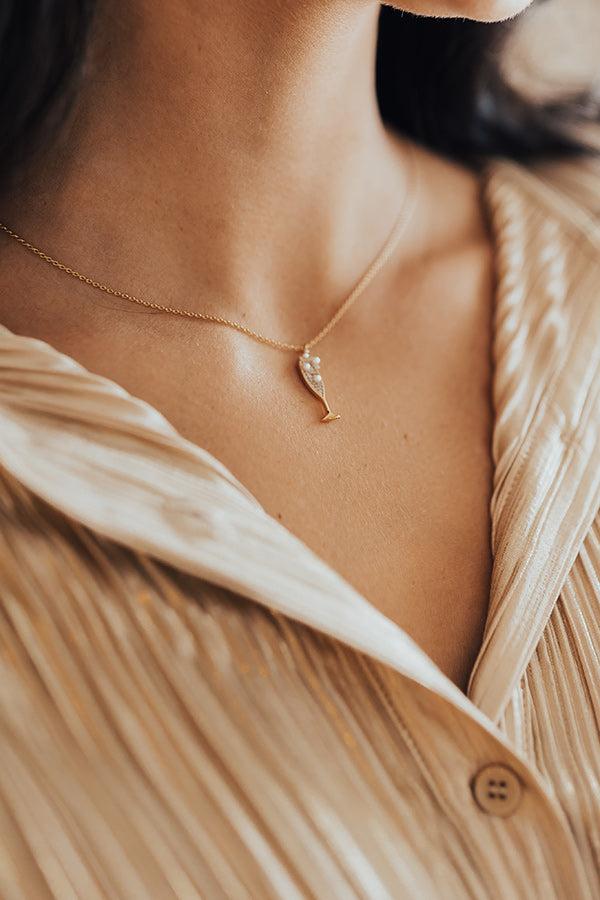 Impressions Champagne Season Cubic Zirconia Dainty Necklace