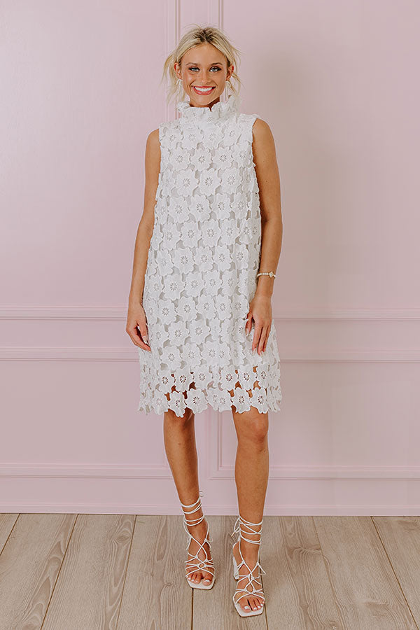 Impressions Champagne Toast Crochet Mini Dress in White