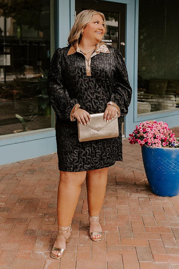 Impressions Chardonnay And Candlelight Velvet Mini Dress In Black Curves