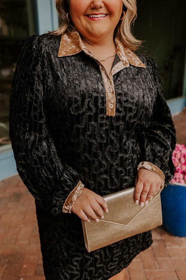 Impressions Chardonnay And Candlelight Velvet Mini Dress In Black Curves